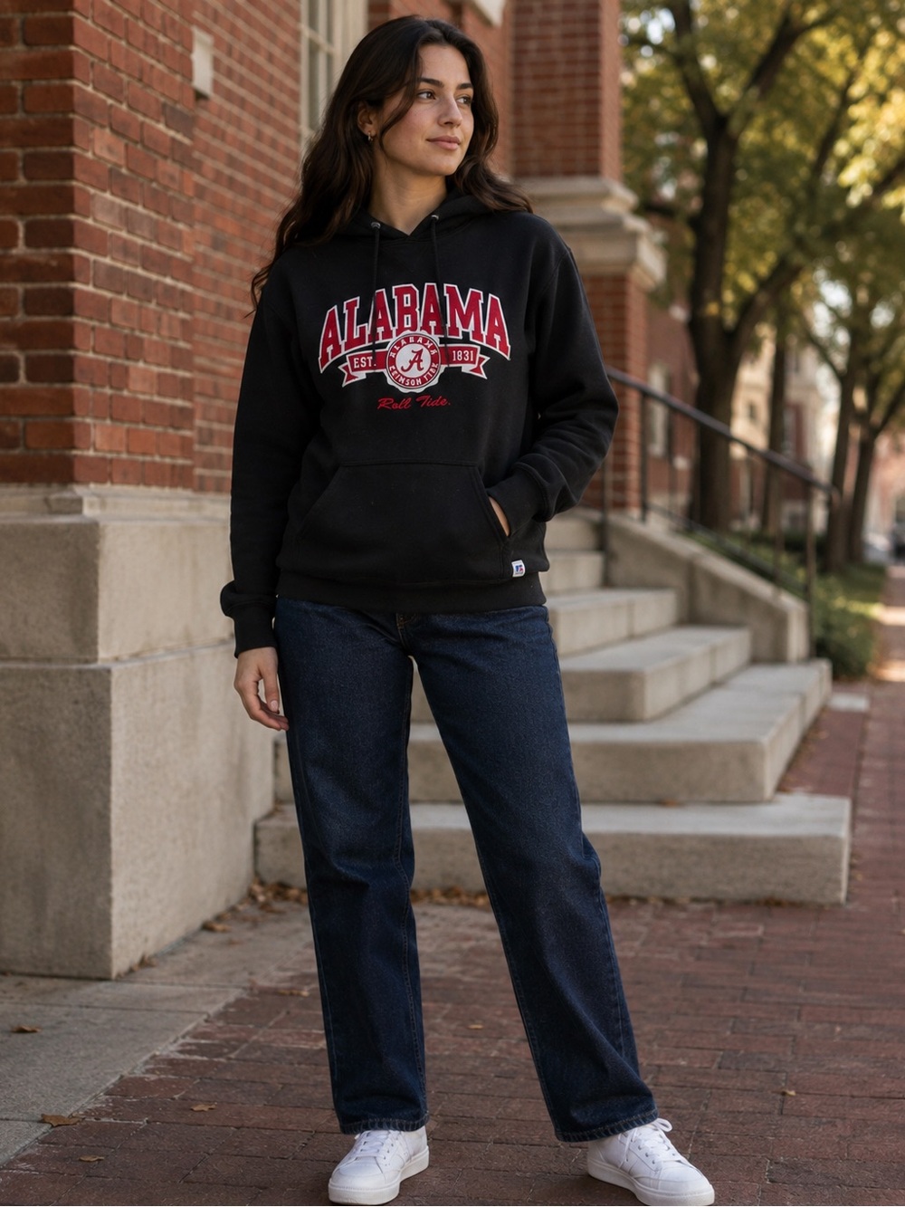 Russell Athletic Alabama Crimson Tide Hoodie Black Embroidered Size Small